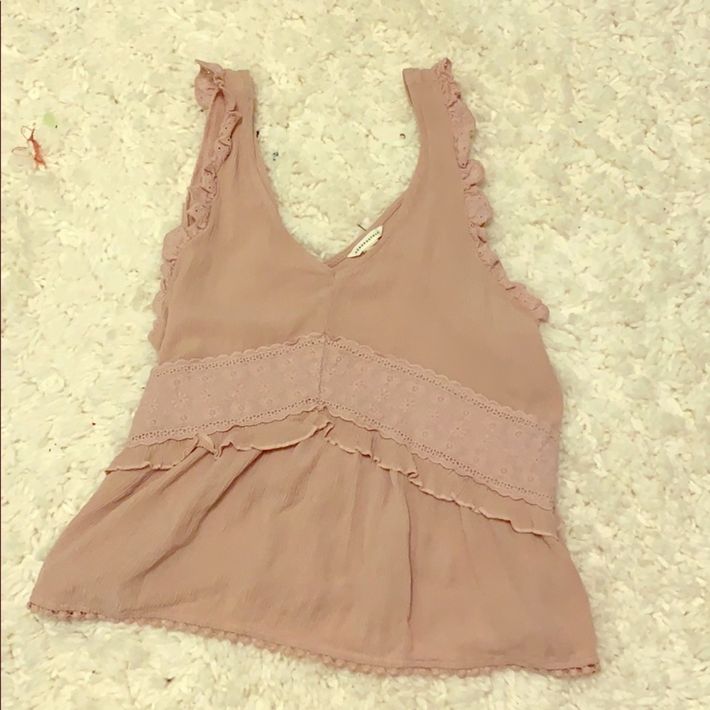 Pink ruffled tank top